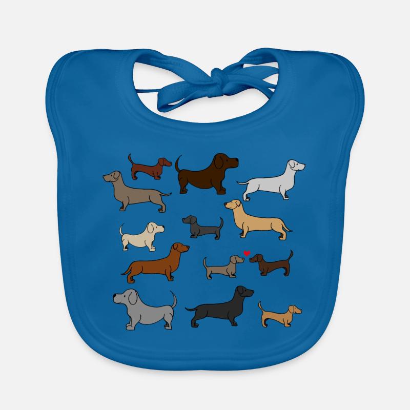 super mignon teckel , idée cadeau - Bavoir bio Bébé - bleu paon