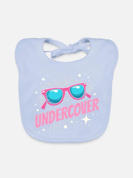 Déguisement Undercover - Sunglasses Fun - Bavoir bio Bébé - bleu ciel - Devant