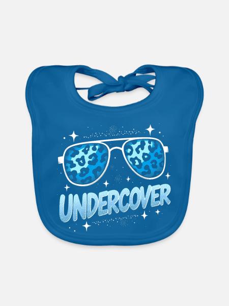 Undercover Speech - Sunglasses Design - Organic Baby Bibs - peacock-blue - Front