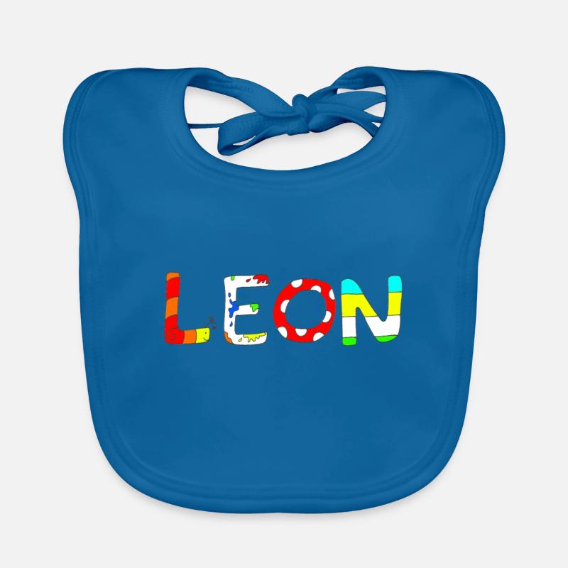 Name Leon with colorful letters Organic Baby Bibs