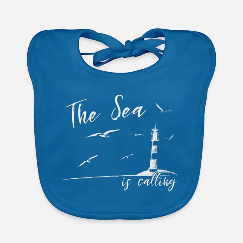 Das Meer ruft Leuchtturm Möven Ferien Geschenk - Baby Bio-Lätzchen - Pfauenblau