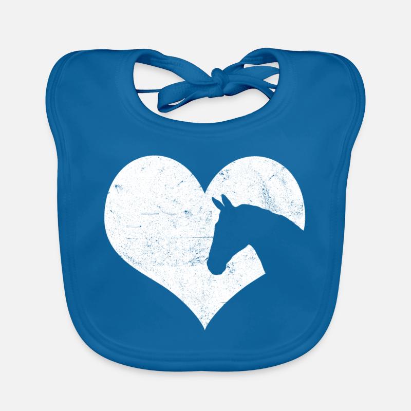 Pferde Geschenk - Baby Bio-Lätzchen - Pfauenblau