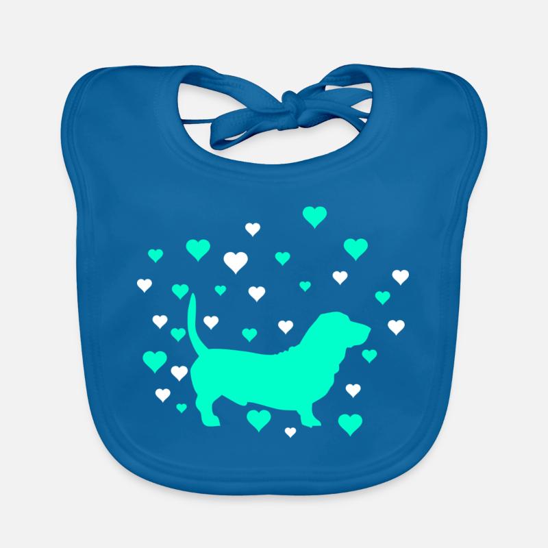 teckel - Bavoir bio Bébé - bleu paon