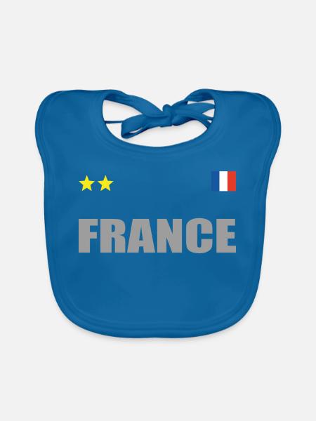 Maillot De Foot France Avec Coeur - Bavoir bio Bébé - bleu paon