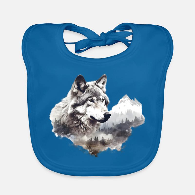 Wolf with mountains Organic Baby Bibs