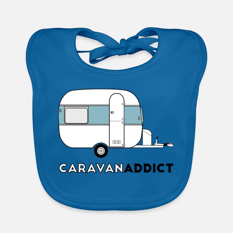 Caravane addict bleu gris - Bavoir bio Bébé - bleu paon