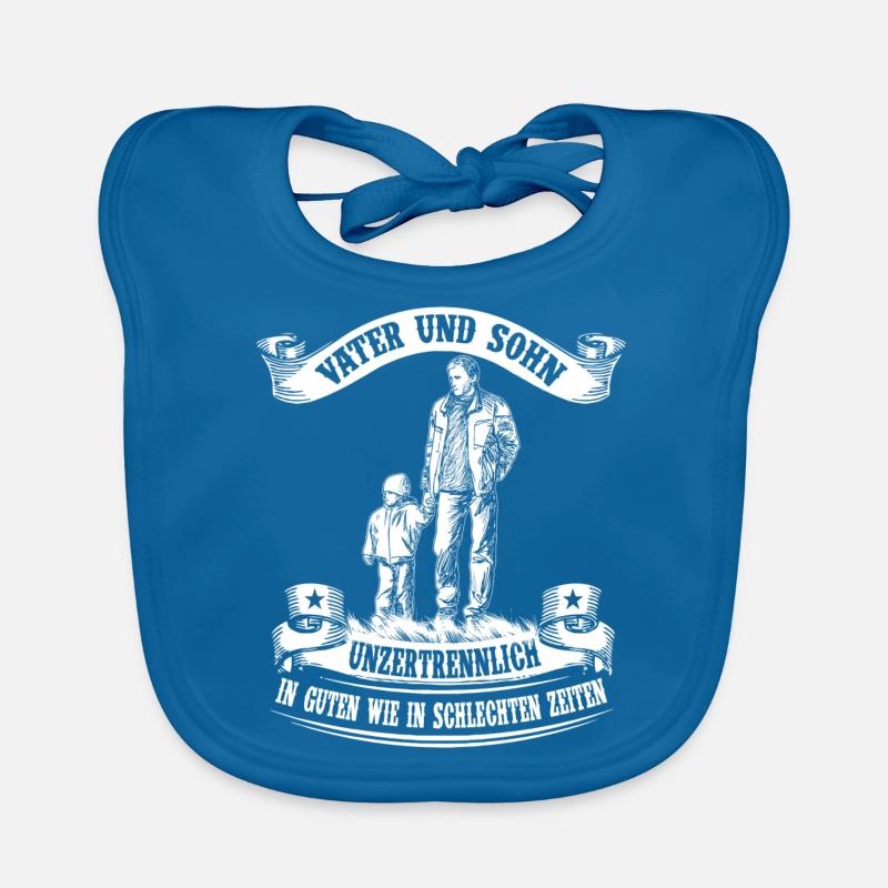 Père et fils - inséparables - Bavoir bio Bébé - bleu paon