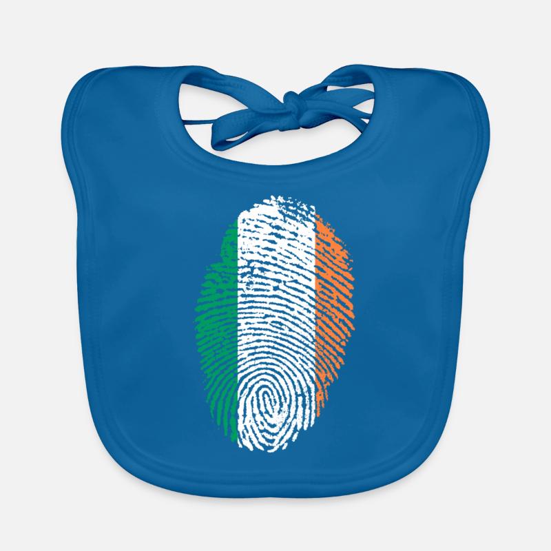 empreintes digitales j'aime Irlande - Bavoir bio Bébé - bleu paon