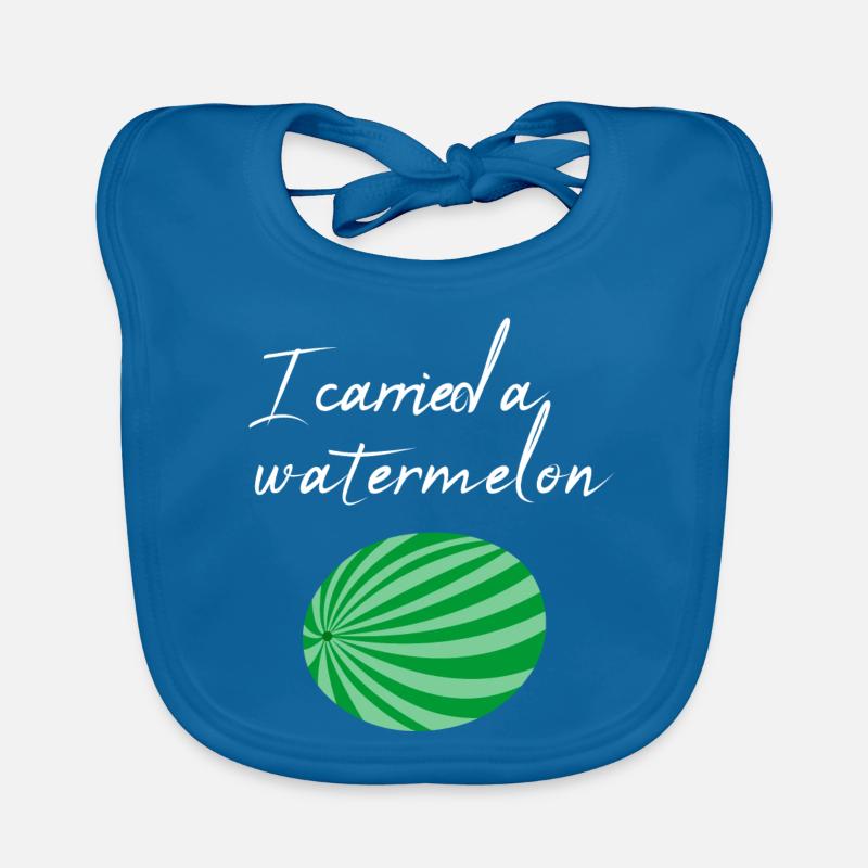 Je portais une pastèque / cadeau - Bavoir bio Bébé - bleu paon