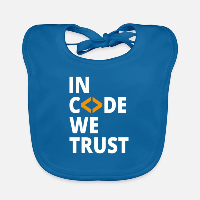 En code, nous faisons confiance au programmeur Geek Coding Nerd - Bavoir bio Bébé - bleu paon