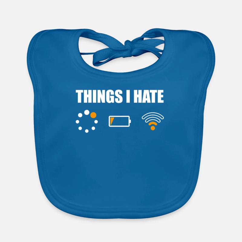 Lustig Computer Nerd Shirt Geek Dinge ich Hasse - Baby Bio-Lätzchen - Pfauenblau