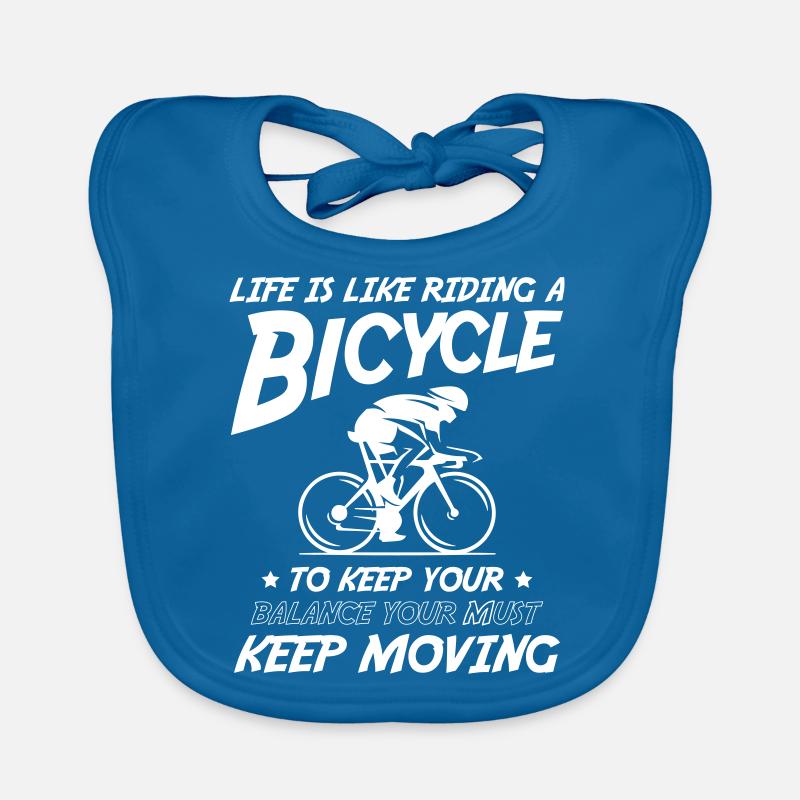 La vie, c’est comme chevaucher un vélo - Bavoir bio Bébé - bleu paon