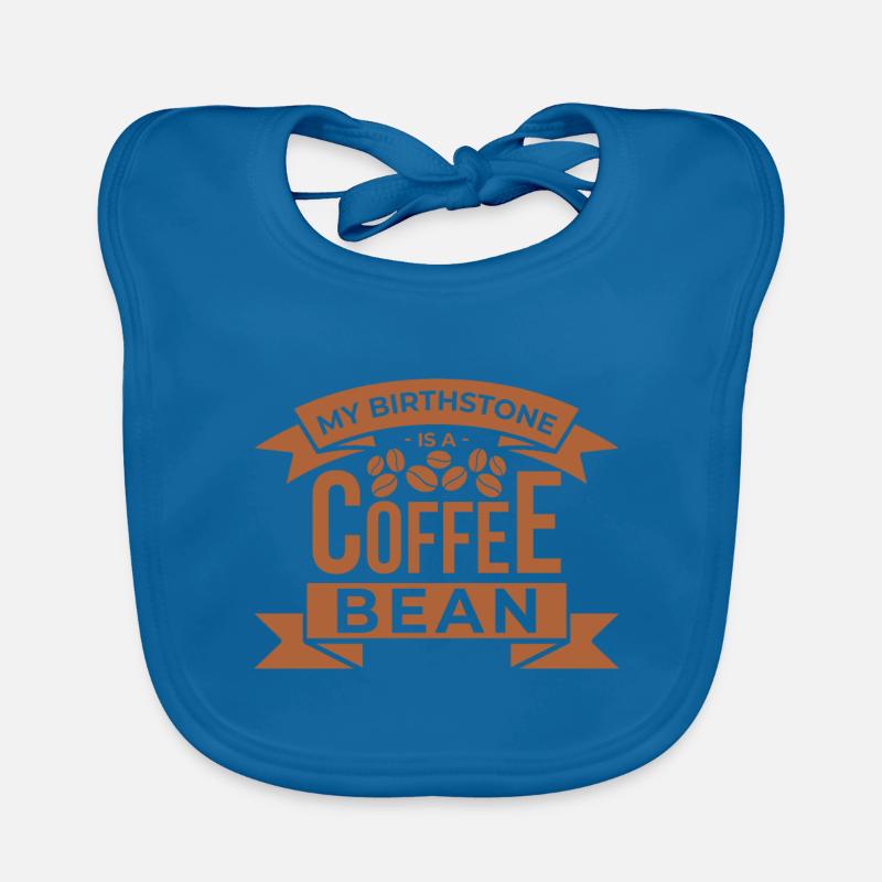 Ma pierre de naissance est un grain de café - Bavoir bio Bébé - bleu paon