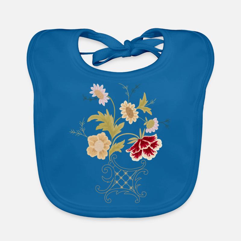 Broderie - Bavoir bio Bébé - bleu paon