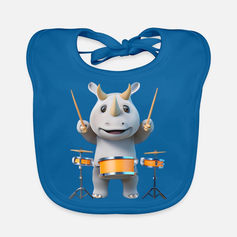 Drum-playing rhinoceros Organic Baby Bibs