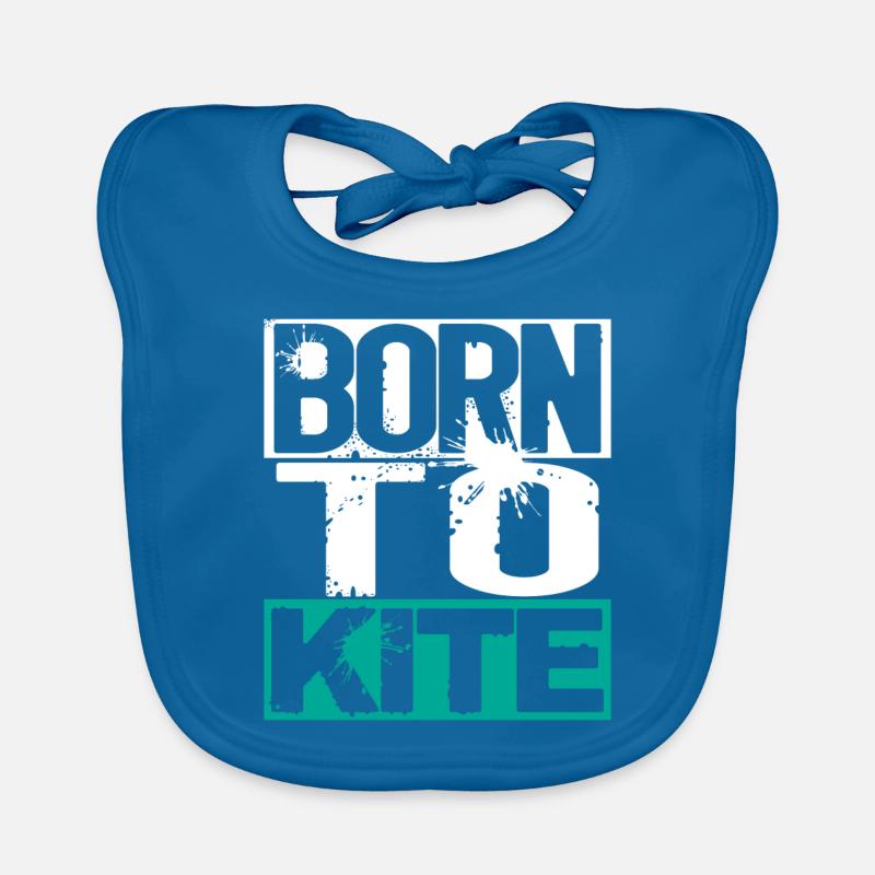 Né pour cerf-volant - Bavoir bio Bébé - bleu paon