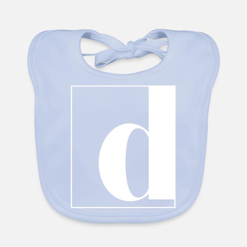 Buchstabenalphabet d Baby Bio-Lätzchen