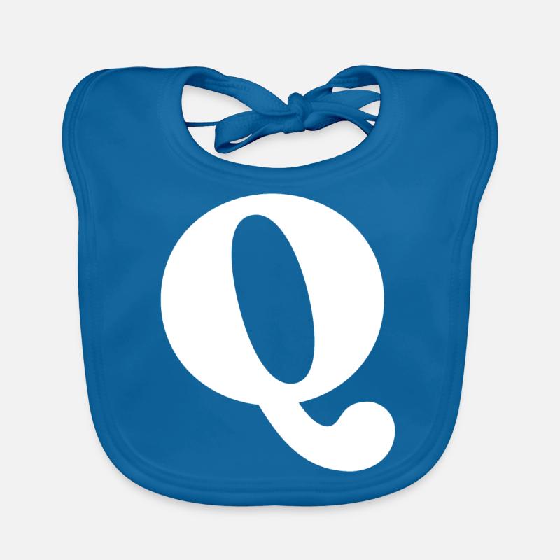 Lettre q - Bavoir bio Bébé - bleu paon