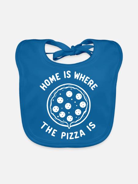 Home is Where the Pizza is - Organic Baby Bibs - peacock-blue - Front