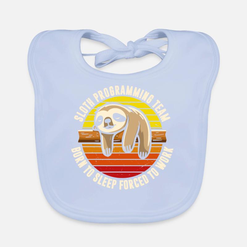 Sloth Programming Team Organic Baby Bibs
