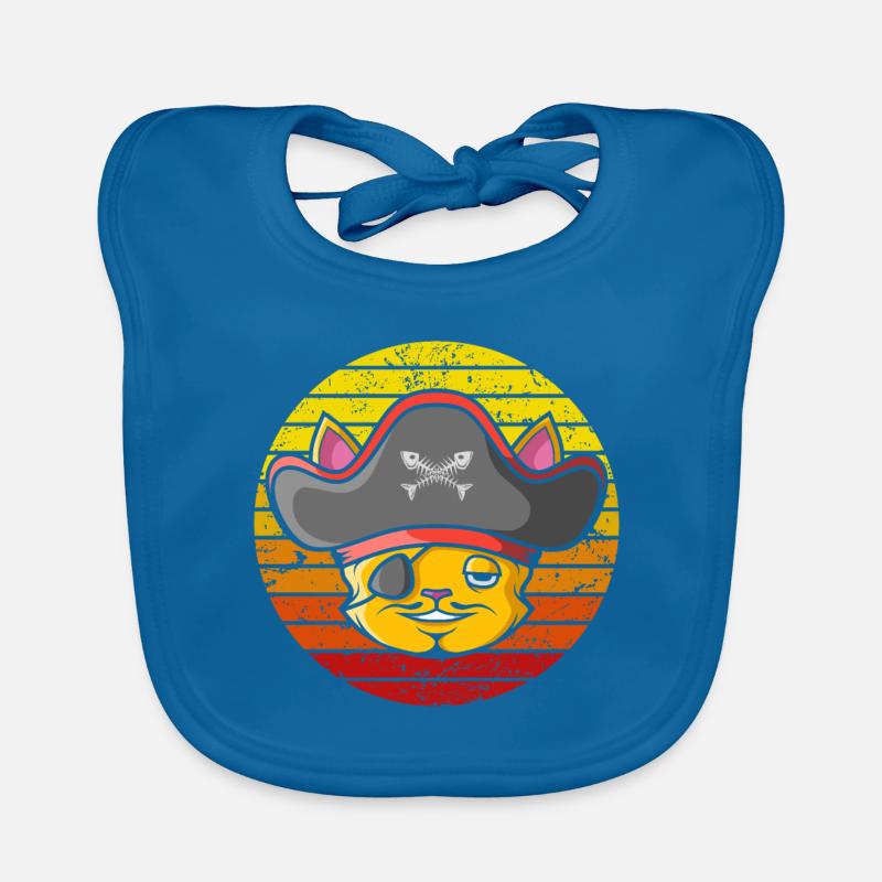 Pirate Cat Retro Organic Baby Bibs