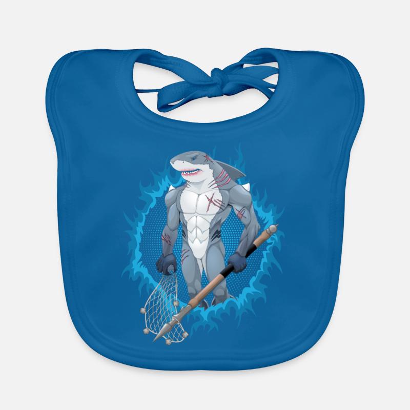 Shark mutant with blue fire background Organic Baby Bibs