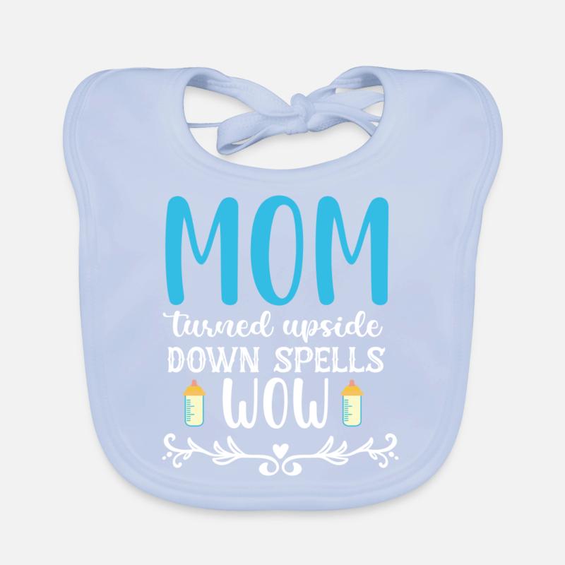 Mom turned upside down spells wow Organic Baby Bibs