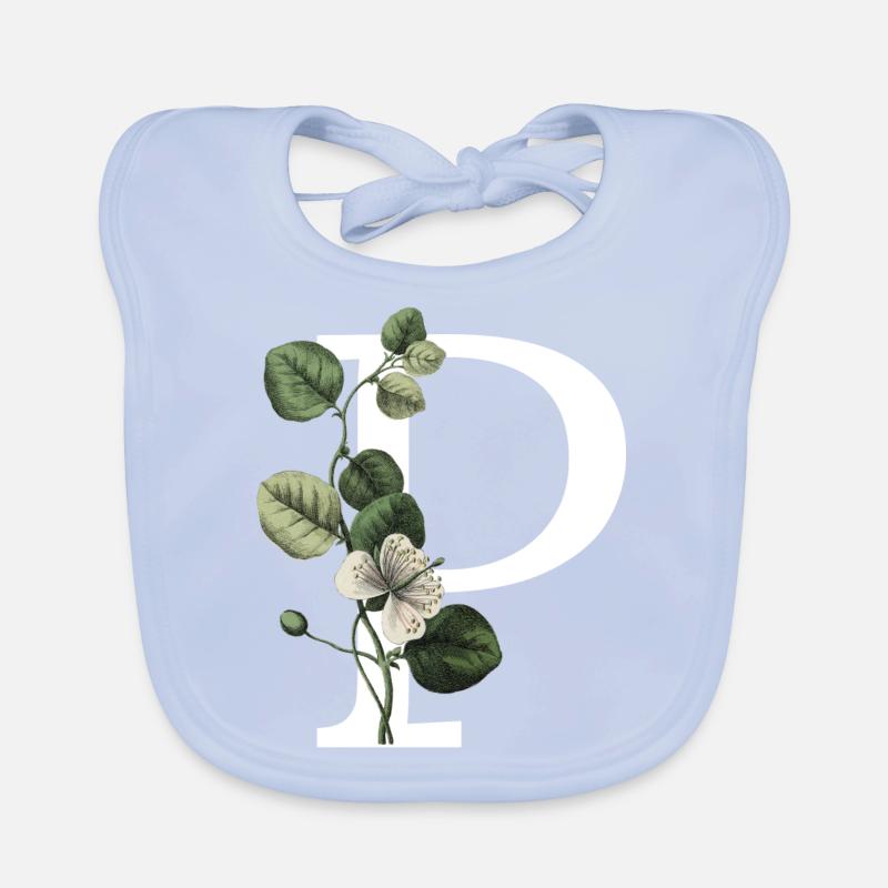 Letter P Green Botany Organic Baby Bibs
