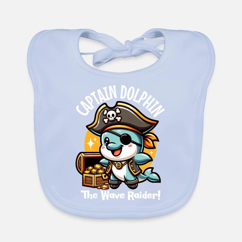 Pirate Dolphin Wave Raider Organic Baby Bibs