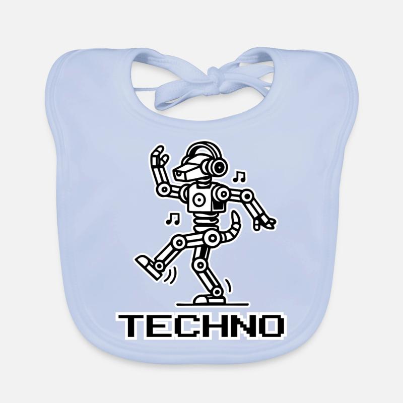 Dancing Robot Dog - Techno Rave Design Organic Baby Bibs