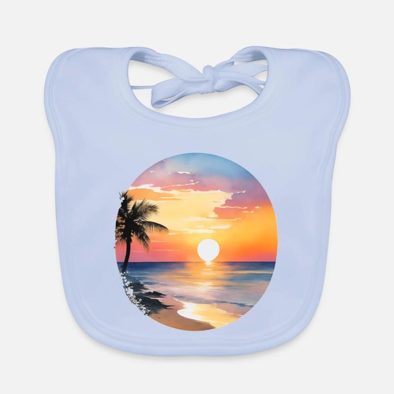 Coucher de soleil sur la plage Bavoir bio Bébé