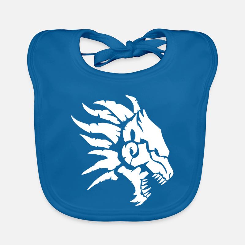 La bête infernale (blanc) - Bavoir bio Bébé - bleu paon