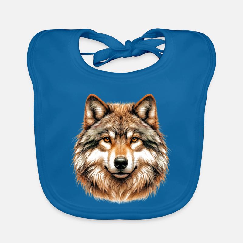 Wolf - Baby Bio-Lätzchen - Pfauenblau