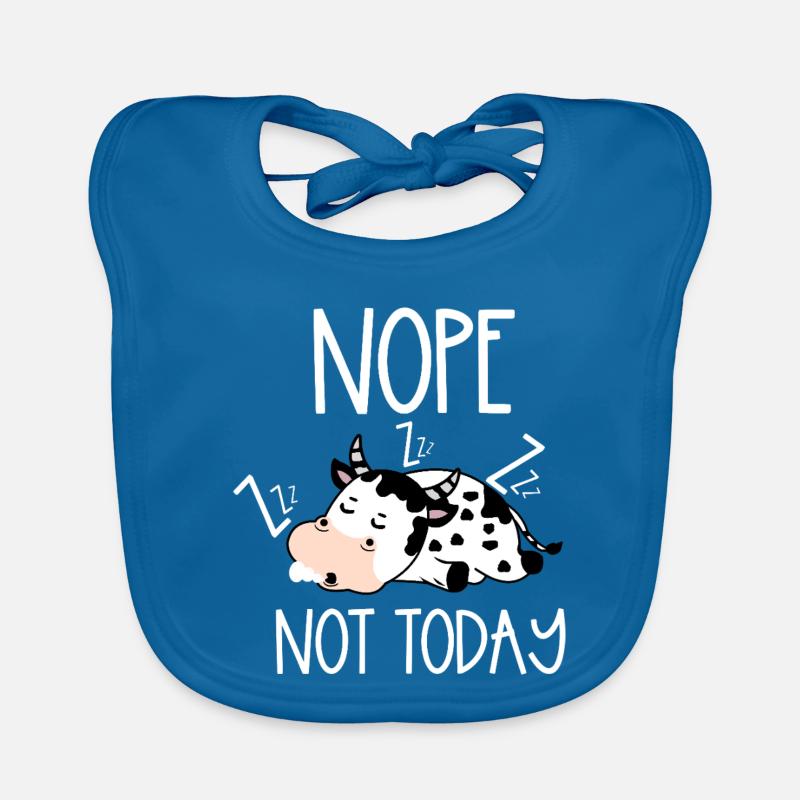 Non, pas aujourd’hui, vache - Bavoir bio Bébé - bleu paon