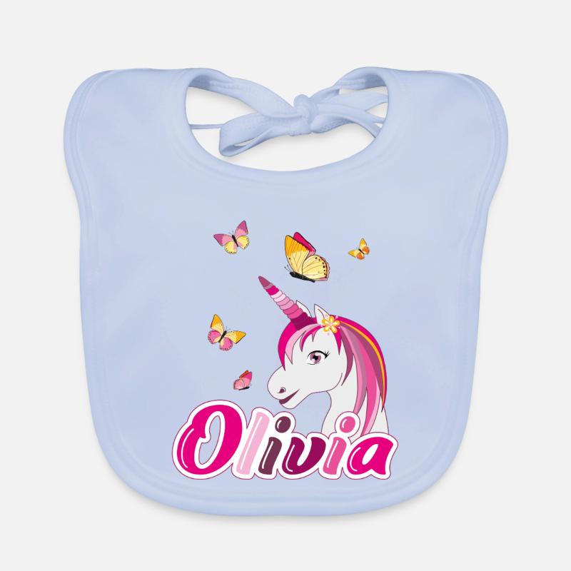 Olivia Einhorn mit Schmetterlingen Baby Bio-Lätzchen