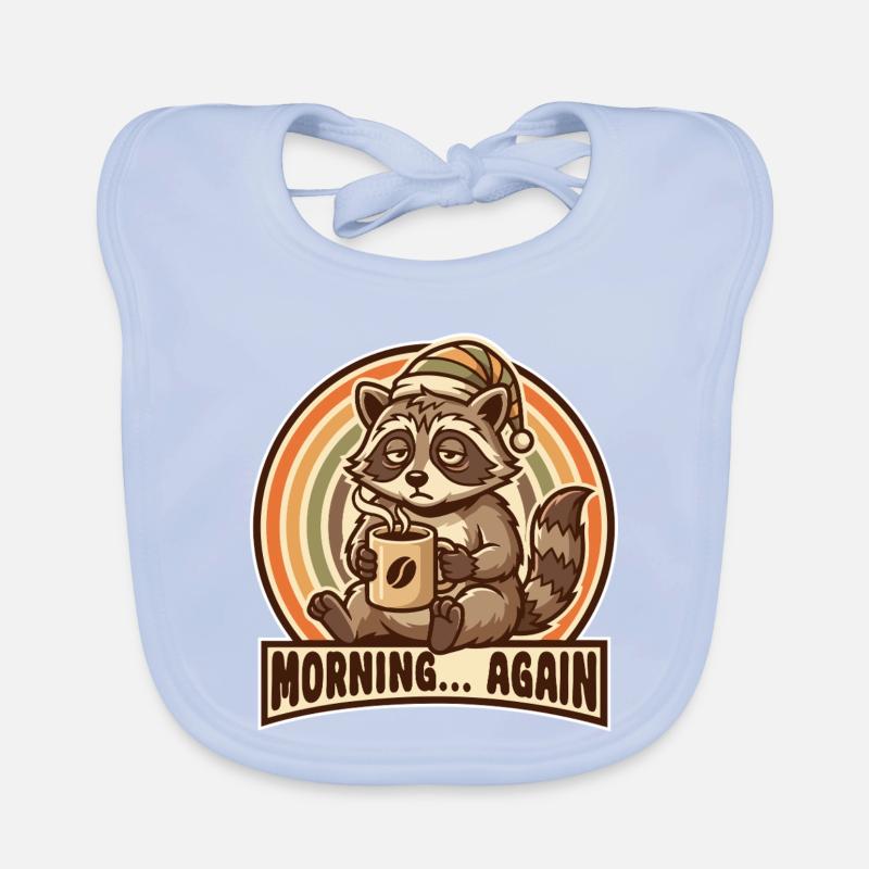 Morgenmuffel Waschbär mit Kaffee Bavoir bio Bébé