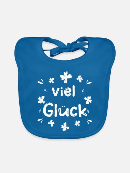 Viel Glück - Glücksbringer - Prüfung Operation - Baby Bio-Lätzchen - Pfauenblau