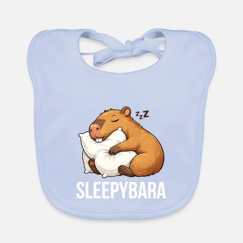 Capybara Sleeping Funny Organic Baby Bibs