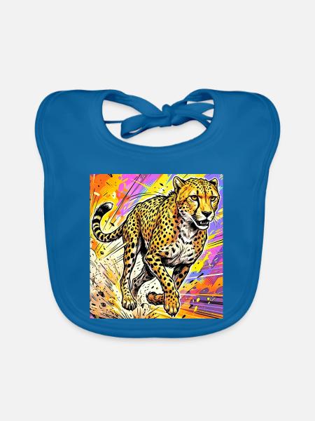 Gepard - Baby Bio-Lätzchen - Pfauenblau