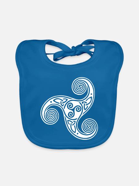 Keltisches Stammessymbol (Weiß) - Baby Bio-Lätzchen - Pfauenblau