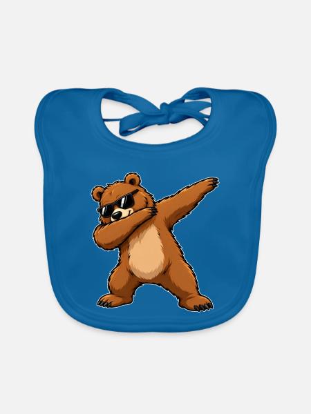 Dabbing Bär mit Sonnenbrille - Baby Bio-Lätzchen - Pfauenblau
