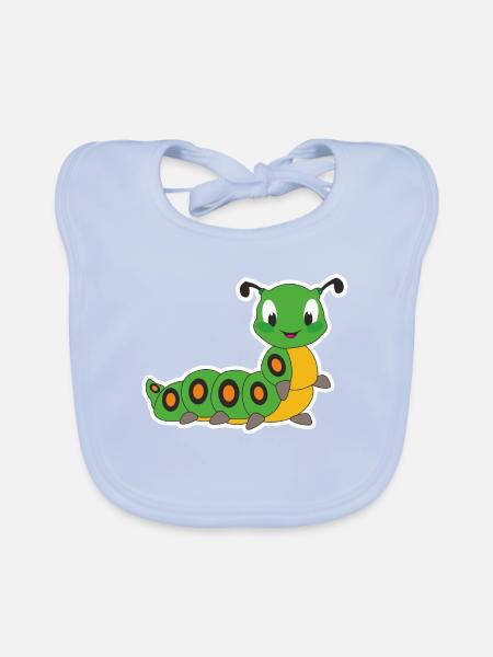 Caterpillar - Organic Baby Bibs - sky blue - Front