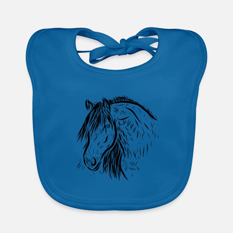 Cheval - Bavoir bio Bébé - bleu paon