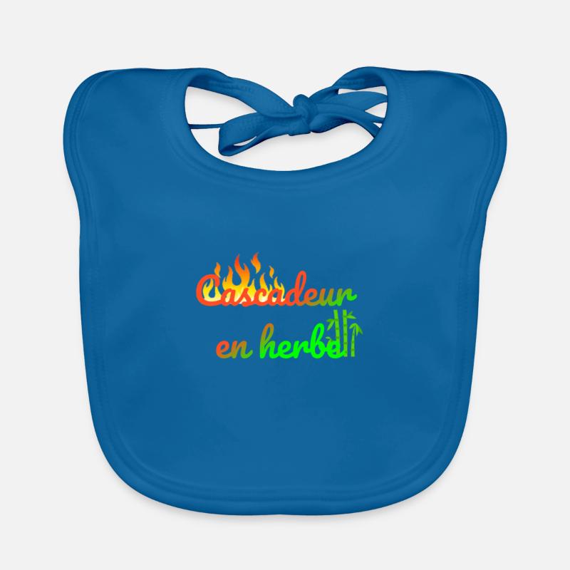 Cascadeur en herbe - Bavoir bio Bébé - bleu paon