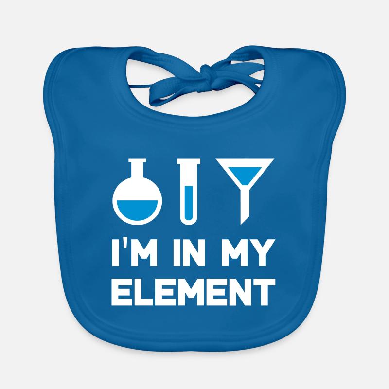 Je suis dans mon élément (flacon, éprouvette, entonnoir) Bavoir bio Bébé
