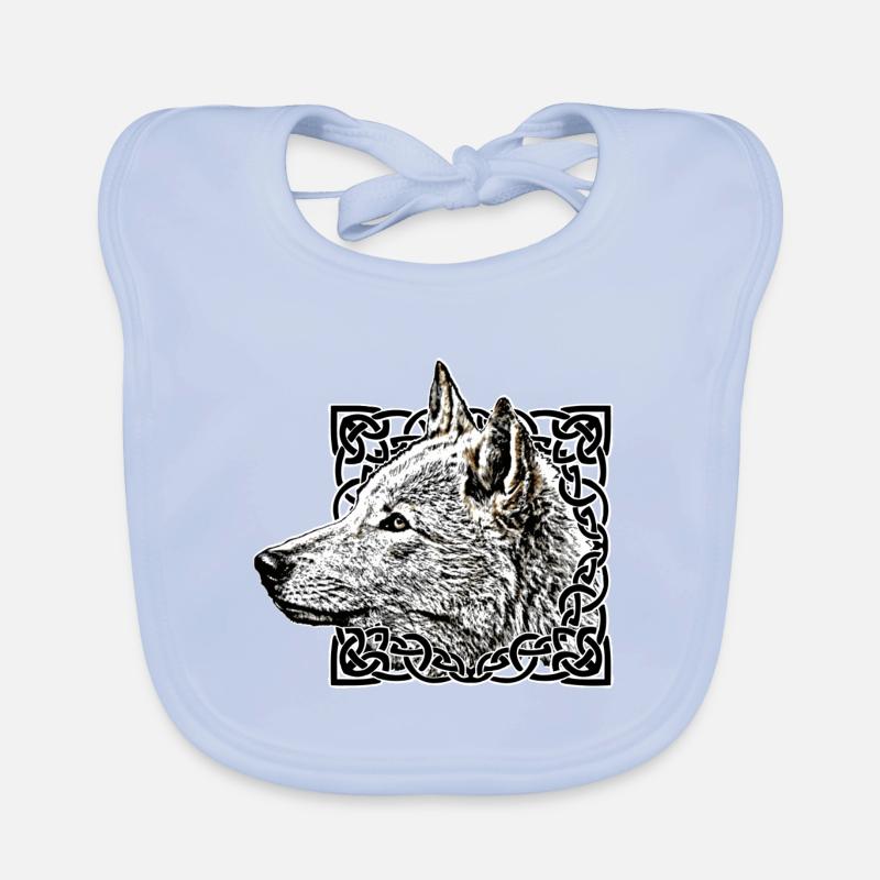 Wolf, grau Baby Bio-Lätzchen