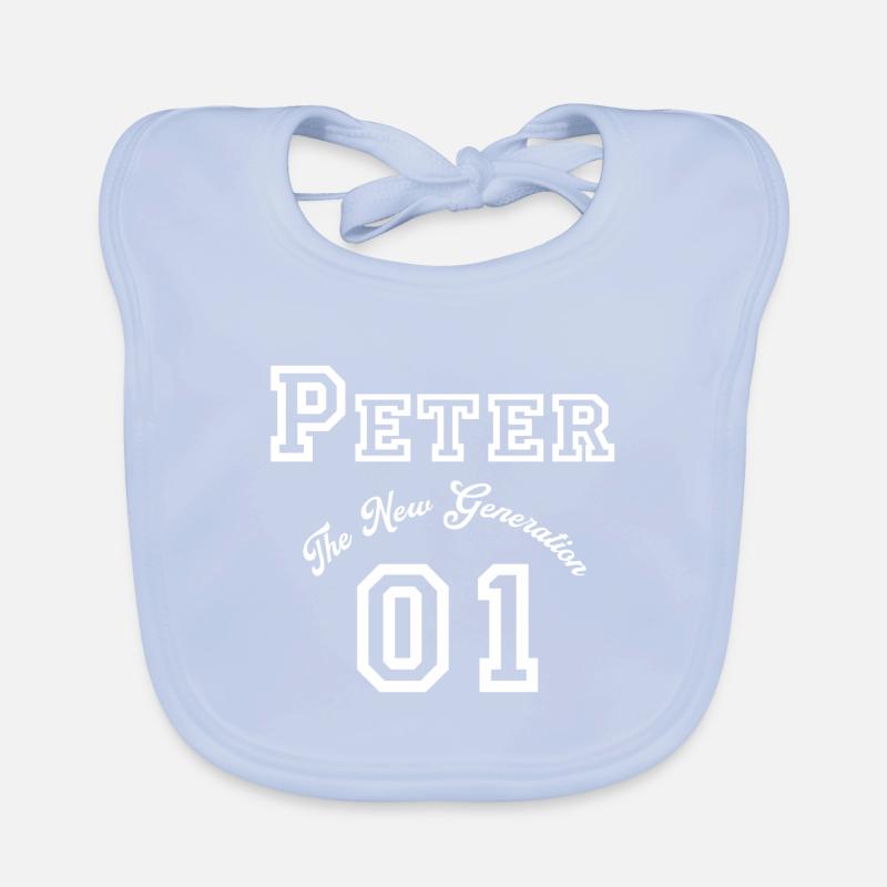 First name Peter white Organic Baby Bibs