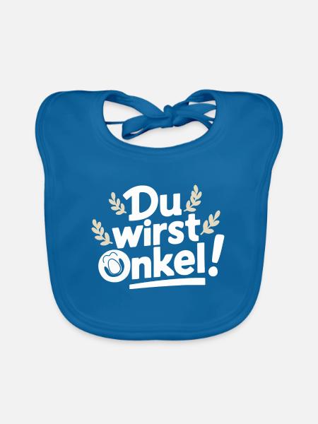 Onkel-Alarm! Baby-Neuheit 2023 Überraschung - Baby Bio-Lätzchen - Pfauenblau - Vorne