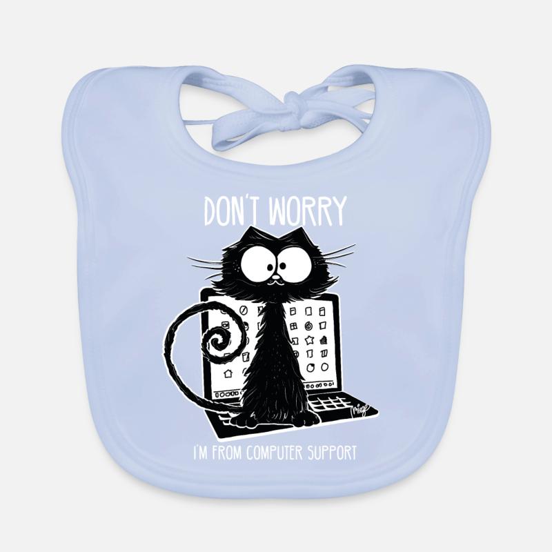 Schwarze Katze Lustiger Spruch Computer Support Baby Bio-Lätzchen