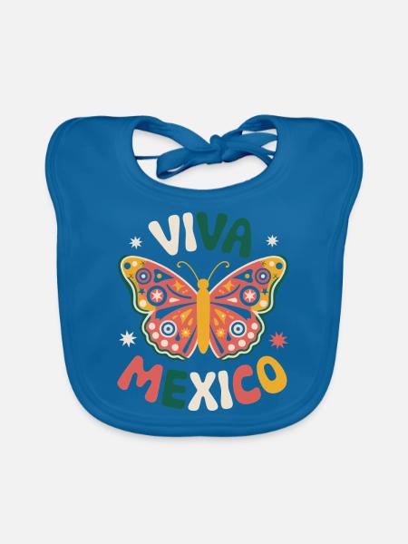 Mexico Mexico Mexican Spanish - Organic Baby Bibs - peacock-blue - Front